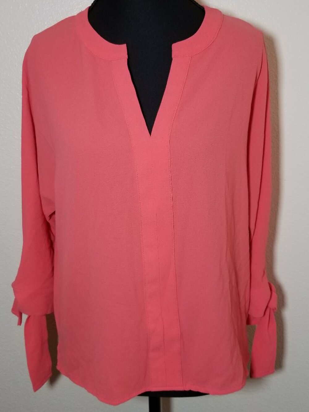 New York & Company Womens S Coral ¾ Sleeve Sleeve Top Office Party Retro City